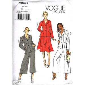 Vogue V9336 Misses 14 to 22 Jacket, Pants and Skirt Uncut Sewing Pattern